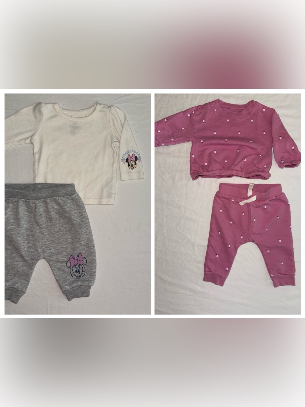 Carters & Disney Baby pink & Minnie Mouse girl matching 2-piece outfit set lot